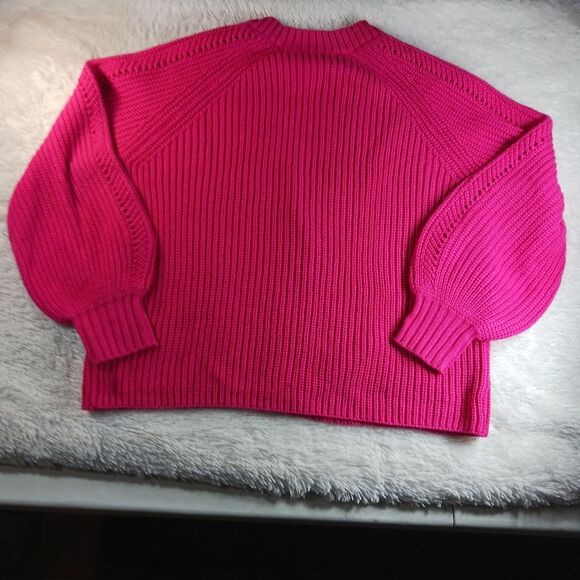 Madison Gray Women’s Pink 4 Button  Cardigan Knit Balloon Sleeve V-Neck Size L - Picture 8 of 8